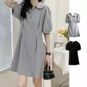 반팔 카라 원피스 퍼프소매 플레어핏 미니 데이트룩 트레이닝복 스타일