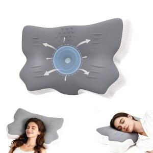 를 위한 경추 목 베개 - 인체공학적 소프트 컨투어 사이드 침구 베개, 수면을 무취 쿨링 메모리 폼 정형외과 침대 등 및 위 침구용