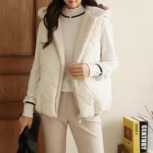 [다잇템]여자 페이크퍼 후디집업 FW 패딩조끼 베스트 (9317163A)