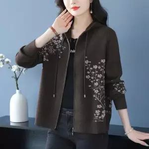 니트 캐주얼 후드집업 루즈핏 카디건 봄옷 여자후드가디건 봄가을 자카르 ible1