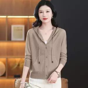니트 캐주얼 여름 슬림핏 후드 숏 겉옷 여자후드가디건 쿨링 상의 카디건 ible1