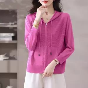 니트 여름 캐주얼 봄 상의 카디건 후드 루즈핏 쇼트 여자후드가디건 얇은 아우터 집업 ible1