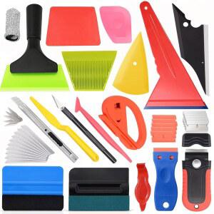 차량 틴트 스퀴지 PPF 도구 자동차 랩 키트 코너 샹크 스크레이퍼 윈도우 워터 와이퍼 나이프 블레이드 커터 페인트 보호 필름 설치