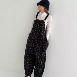 [다잇템]여성 멜빵배바지 플리스조거 오버롤 점프수트 (11482690A)