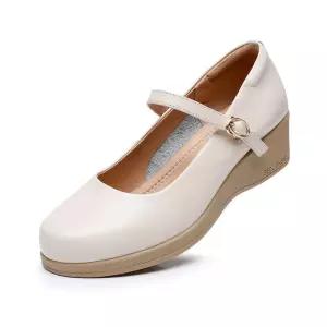 샤오원샵 여성용 빅사이즈 키높이 프트 소 키작녀 가죽 슈즈 펌프스 플랫 꾹5