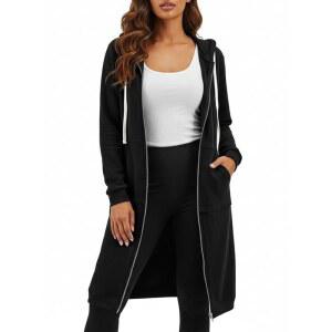 듀오양지아샤 여성 롱 후드 재킷 겨울 오버사이즈 가을 집업 스웨트셔츠 후디 플리스 패션 주머니