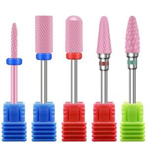 5PCS 세라믹 네일 드릴 비트 세트, 전문가용 3/32인치 전기 큐티클 아크릴 젤 폴리싱 매니큐어 페디큐어용 테크, 가정용 살롱용 파일 리무버 안전