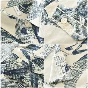 호크아이 남성용 캐주얼 루즈핏 패션 상큼 데일리룩 솔리드 상의 긴팔 프린트 셔츠 KUK5