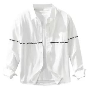 호크아이 남친 캐주얼 영문 데일리룩 셔츠 루즈핏 자수 상의 솔리드 패션 긴팔 KUK5