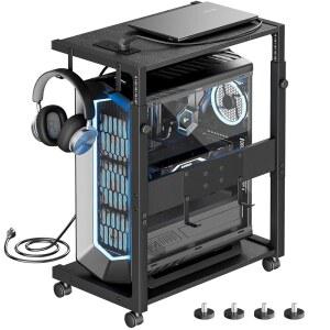 제인 에어 컴퓨터 타워 스탠드 - 사무실 홈 클래스룸용 충전 스테이션이 있는 조절 가능한 PC CPU 홀더 카트, 23.03