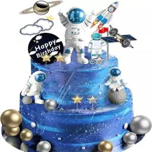 22개의 컵케이크 로켓 DIY 스타 케이크 토퍼 펄볼과 장식품 공급 피규어 우주비행사 플래닛 테마 우주 생일