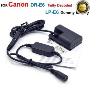 DR-E6 LP-E6 풀 디코딩 더미 배터리 + 12V-24V 스텝 다운 전원 케이블 캐논 EOS 5D 6D 7D R 마크 II용