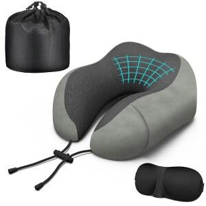 펜트자리 넥 여행용 베개 업그레이드된 비행기용 메모리 폼 세탁기 사용 가능 조절 가능한 비행 수면 중인
