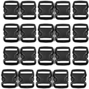 YQBOOM 3/8인치 파라코드 팔찌용 검은색 플라스틱 측면 릴리스 버클 20팩(3/8인치)