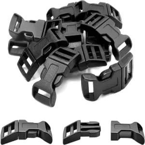 쿠비고 10팩 블랙 5/8인치 커브 버클 클립 측면 릴리스 플라스틱 백팩 스트랩 파라코드 낙하산 팔찌 펫