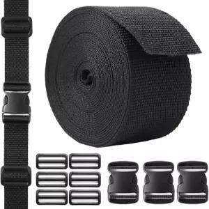 점프소 2인치 와이드 버클 스트랩 3개 조절 가능한 플라스틱 버클이 있는 6야드 웨빙 + 6개 트라이글라이드