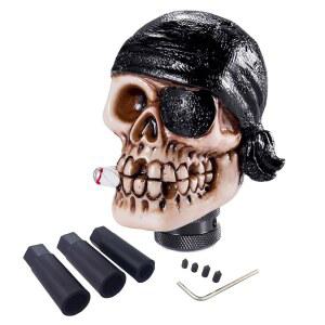 아벨 원 드 해적 스타일 기어 레버 시프트 스틱 핸들 자동차 레이싱 스켈레톤 시프터 그립 헤드 노브 대부분의 수동 자동 변속기, 블랙