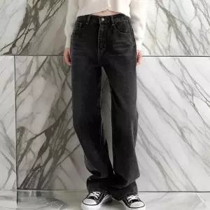 [다잇템]여자 롱 기모데님 논스판 검정데님 청바지 (29950747A)