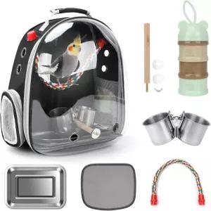 라이펫 버드 캐리어 백팩 앵무새 휴대용 통기성 가방 애완동물 라이트급 여행용 케이지 스탠딩 퍼치와