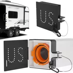 4인치 사각 범퍼용 미국 알루미늄 RV 범퍼 엔드 캡 미세 메쉬 통풍구가 있는 하수구 호스 보관 커버 잠금