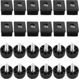 1 x1 OD 사각 파이프 튜브용 조절 가능한 피트가 있는 Unorspy 12Pcs 블랙 튜브 삽입 키트