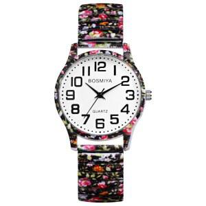 란카르도 여성 스트레치 밴드 시계: 보헤미아 엘라스틱 아날로그 쿼츠 빅 넘버 화이트 다이얼 손목시계 쉽게 읽을 수 있는 생일 발렌타인 데이 크리스마스