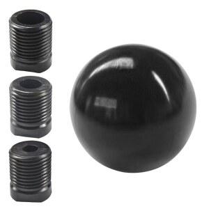 UHANBUT 자동차 원형 볼 기어 변속 노브, 알루미늄 합금 스틱 헤드, 3개의 어댑터 M8, M10, M12 (블랙)