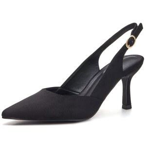 여성 슬링백 키튼 힐 클로즈드 포인티드 토 백리스 웨딩 파티 드레스 펌프스 슈즈
