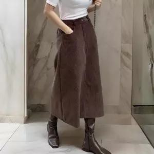 [다잇템]여자 윈터 골덴 코듀로이 고무줄 롱스커트 (28919709A)