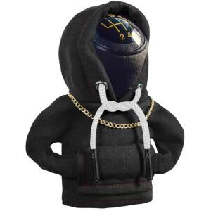 야지야 자동차 기어 변속 후디, 재미있는 미니 후디 장식, 겨울 따뜻한 유니버설 핏 노브 커버, 실내 장식 액세서리 선물 (블랙)