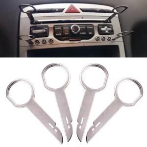 4PCS 범용 자동차 라디오 스테레오 제거 추출기 키 릴리스 핀 헤드 유닛 오디오 설치 도구 아우디 호환 포