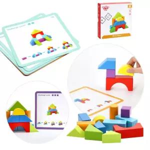도형인지 그림카드 난위도별 쌓기놀이 33p 기관 우드블록 집중력