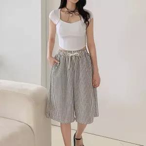 [신상오픈런]여성 스트라이프 여름 5부 밴딩 반바지 (36231598)