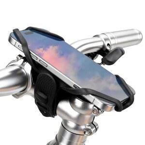 4-7인치 스템용 로크브로스 자전거 휴대폰 거치대, 스크래치 없는 실리콘 사이클링 홀더(블랙 - 스템)