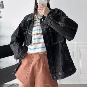 [신상오픈런]보이프렌드핏 빅사이즈 여성 오버핏 청자켓 흑청 (30094164)