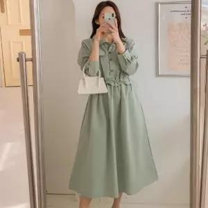 [신상오픈런]바스락원피스 에이라인 플레어 허리조절 셔츠원피스 (30089665)