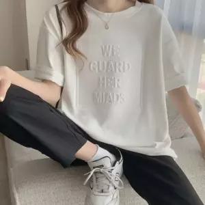 [베스트TOP100] 여성 여름 오버핏 박시 반팔 티셔츠 영문 탄탄 반팔티