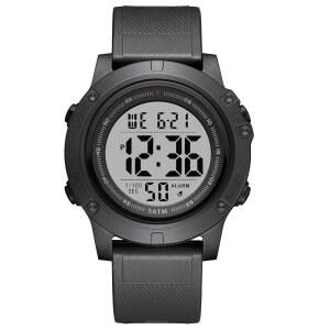 골든 아워 남성 디지털 스포츠 시계, 대형 LCD 디스플레이, 5ATM 방수, 실리콘 밴드