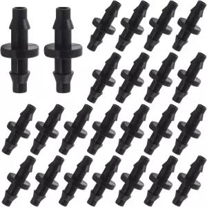 Moicstyi 150Pcs 1/4인치 드립 관개 커플링 피팅 4/7mm 튜브 급수 시스템용 스트레이트 철조망 커넥터