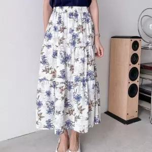 [다잇템]여자 썸머 캉캉치마 바캉스룩 시폰 롱스커트 (16576935A)