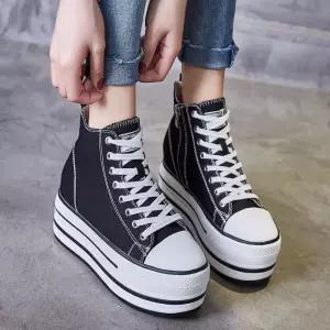 [베스트TOP100] 225-245 로우/하이 키높이 속굽 플랫폼 캔버스화 단화