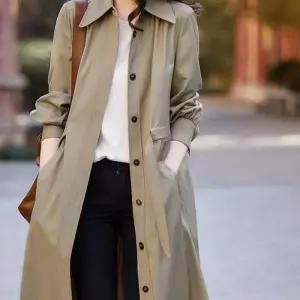 [다잇템]여성 롱 셔츠형 롱슬리브 간절기용 데일리 코트 (30418940A)