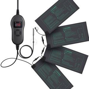 온도 조절기, 타이밍 기능 카운트다운 기능이 있는 럭스버드 데이지 체인 플랜트 난방 매트, 10인치 x 20.75인치(4팩)