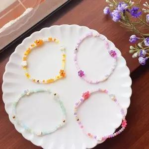 [다잇템]여자 하트 꽃비즈 러블리 SS 자개 팔찌 (12381777A)