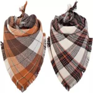 가을 강아지 반다나 추수감사절 격자무늬 리버시블 삼각형 턱수염 스카프 액세서리 반려견용