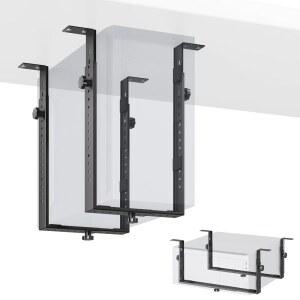 중간/미니 타워 케이스용 PUTORSEN 언더 데스크 PC 마운트 - 최대 77파운드의 수직/수평 CPU 홀더, ATX/Micro-ATX/미니 ITX용 공간 절약형 컴퓨터 랙(블랙)