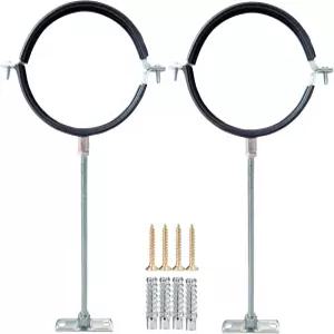 2세트 프리미엄 조절 가능한 파이프 행거 스트랩 헤비 듀티 아연 도금 철난로 브래킷 벽 지지 굴뚝 원형