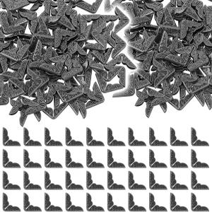 100 PCS 빈티지 북 코너 커버 스크랩북용 메탈 엣지 프로텍터 사진 앨범 DIY 저널 및 메뉴 카드 - 블랙