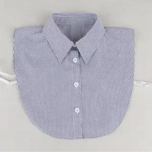 [베스트TOP100] 여성용 레이어드 카라 셔츠 넥캡 스트라이프 페이크카라 블라우스