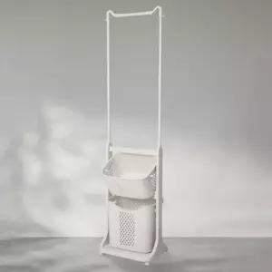 [베스트TOP100] 히키스 이동식 행거형 세탁 건조 올인원 2단 스윙 빨래바구니 트롤리